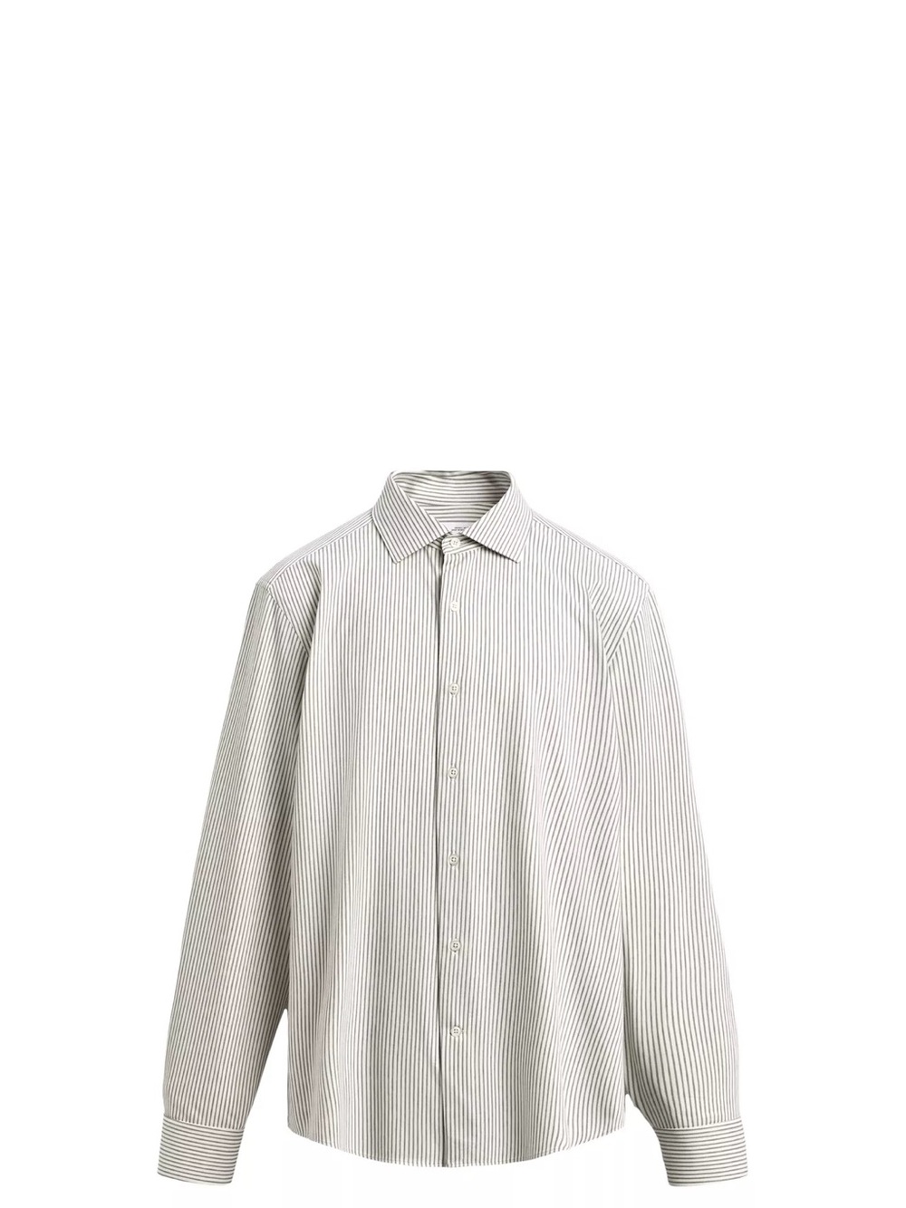 Zara Men's Slim-Stripe Button-Down Shirt - White & Gray